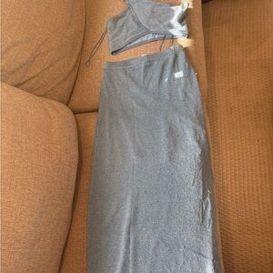 House of Harlow 1960 Shimmering Gray Skirt Set